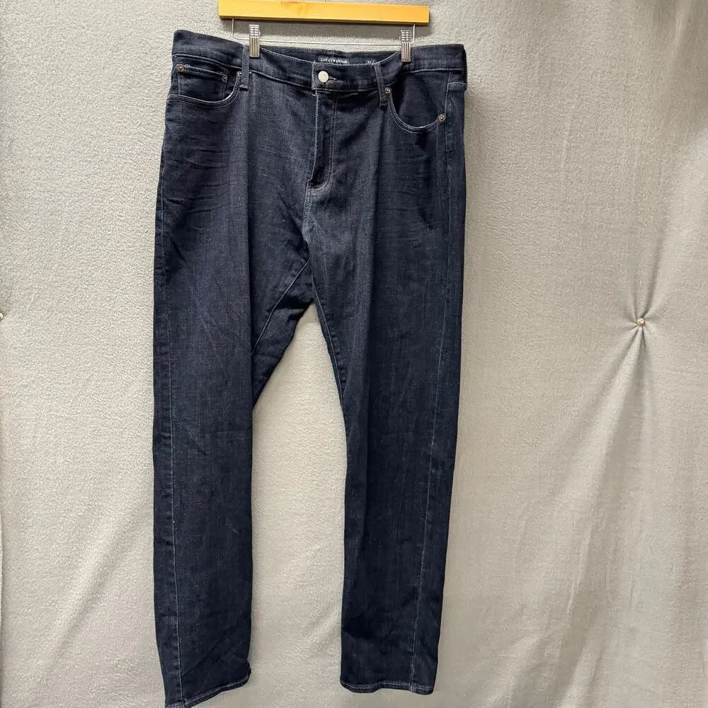Lucky Brand Jeans Mens 40x34 (41x34 ACTUAL) 410 Athletic Slim‎ Blue Denim